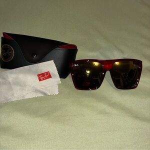 Ray-Ban Red Sunglasses with Black Case and Cloth